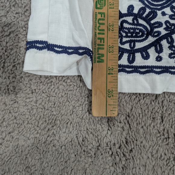 Boden White Linen Dress with Navy Embroidery - Picture 5 of 15